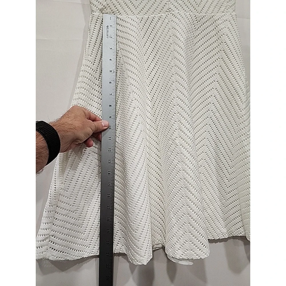 Tory Burch White Sleeveless Eyelet Fit & Flare Dress XS/TP, A-line Hidden Zipper